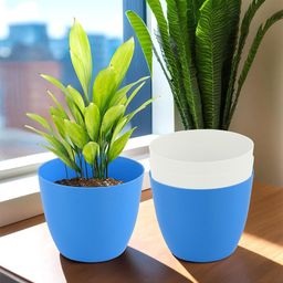 Kuber Industries Blue & White 4 Pieces Lightweight Planters-16