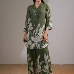 Kaftanize Floral Printed Top With Trousers Co-Ord-20