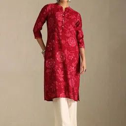 Soch Floral Printed Mandarin Collar Straight Kurta-picture-10