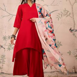 InWeave Women Regular Kurta with Palazzos & With Dupatta-picture-19