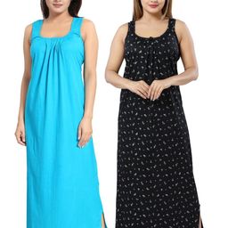 Inner Beats Women Pack Of 2 Multicoloured Cotton Blend Nightdress-picture-42