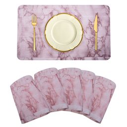 Kuber Industries 6-Pcs Pink Printed Non Slip Heat Insolationable Table Placemats-0