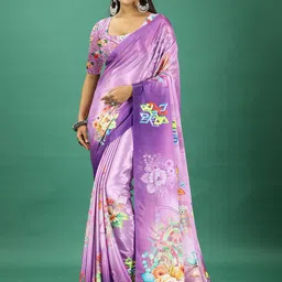 A.V.M. SILK MILLS Floral Printed Pure Crepe Saree-picture-14