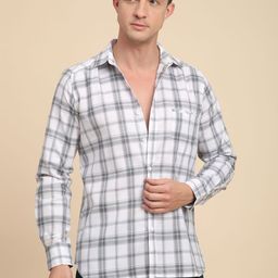 Voroxy Men Comfort Windowpane Checks Opaque Checked Casual Shirt-image-79