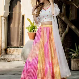 DIVASTRI Embellished Sequinned Semi-Stitched Lehenga & Unstitched Blouse With Dupatta image 2