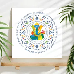 Art Street Yellow & Blue Lord Ganesha Canvas Wall Art-image-16