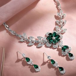 Atasi International Silver-Plated Stone Studded Jewellery Set-image-98