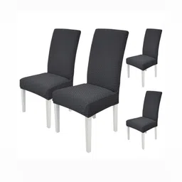 HOUSE OF QUIRK Set Of 4 Charcoal-Coloured Chair Covers-image-26