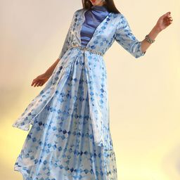 QISSA Geometric Printed Top & Maxi Skirts With Shurg-29