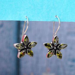 Bamboo Tree Jewels Artificial Stones Studded Oxidised Floral Drop Earrings-image-10