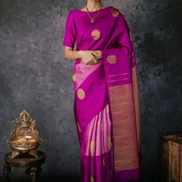 Visit Wear Ethnic Motifs Woven Design Zari Pure Silk Banarasi Saree-image-95