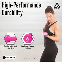ADRENEX Set Of 2 Hexagon Fixed Weight Dumbbells - 5 kg Each image 5