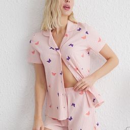 Trendyol Women Printed Lapel Collar Night suit-picture-18