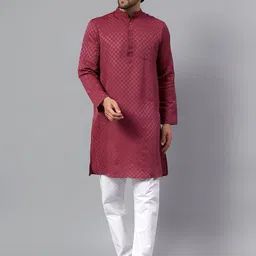 Latest Chikan Garments Men Checked Regular Kurta With Pyjamas-picture-46