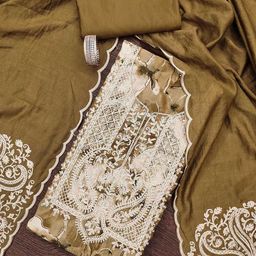 HERE&NOW Floral Printed Embroidered Pure Modal Cotton Unstitched Dress Material-image-14