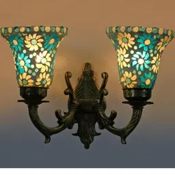 Somil Premium Designer Glass Wall / Night Lamp Elegant & Stylish Dcor Accent for Modern Interiors, color- White, Firozi, Size, 23 X 30.5 X 33 CM-image-99