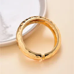 Reenisaa Gold-Plated Uneven Textured Kada Bracelet-53