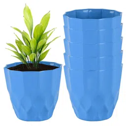 Kuber Industries Blue 6 Pieces Textured Durable Planters-54
