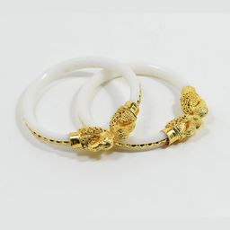 SATTIK Pack of 2 Brass Gold-plated Shakha Pola Bangles set-image-63