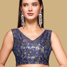 Oomph! Woven Design V Neck Saree Blouse-image-96