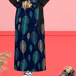 ArtzFolio Navy Blue & Green Cotton Printed Waist to Feet Apron-image-32