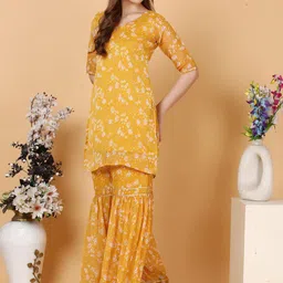 Tulip Eden Women Floral Printed Regular Kurta with Sharara-image-38