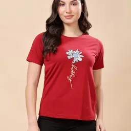 Louis Bayrad Floral Printed Round Neck Dry Fit Cotton T-Shirt-image-64