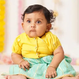 Sangria Infant Girls Geometric Woven Design Pure Cotton Lehenga & Choli-image-77