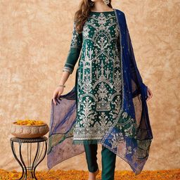 SHADOW & SAINING Embroidered Silk Georgette Unstitched Dress Material-picture-31