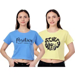 100luck Girls Casual Cotton Blend Top (Multicolor, Pack of 2)-picture-44