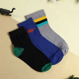 YK Boys Pack Of 3 Patterned Ankle Length Socks-16