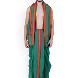 Ethazh Men Cotton Dhotis With Angavastram-24