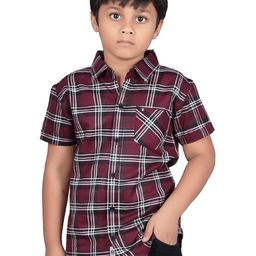 SKY PEARL Boys Standard Tartan Checks Opaque Checked Casual Shirt-image-56