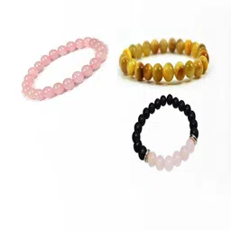 Divine souvenirs Unisex Set Of 3 Artificial Beaded Elasticated Bracelet-92