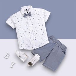 Woxaa Kids Printed Short Sleeves Shirt With Shorts-image-95