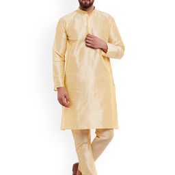 SOJANYA Men Beige Solid Kurta with Churidar-picture-10