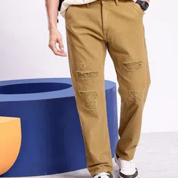 Aeropostale Men Pure Cotton Relaxed Fit Ripped Jeans-image-92