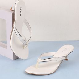 Metro Open Toe Striped Kitten Heels-36