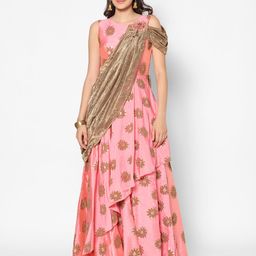 Kiya Pink Floral Exquisite Silk Ethnic Gown-picture-15