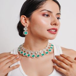 Divisha Gold-Plated Kundan-StuddedJewellery Set-image-74
