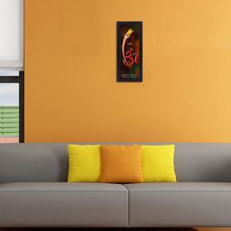 eCraftIndia Multicoloured Lord Ganesha & Om Matt Textured Framed Wall Art-2