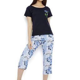 Heart 2 Heart Navy Blue & White Floral Print Nightsuit LCP101FANTB-image-67