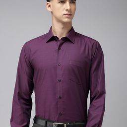 Van Heusen Pure Cotton Custom Fit Self Design Opaque Formal Shirt-image-47