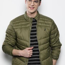 Nautica Men Olive Green Solid Padded Jacket-image-36
