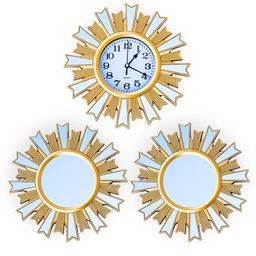 Aura Gold-Toned & Blue Textured Vintage Wall Clock-image-79
