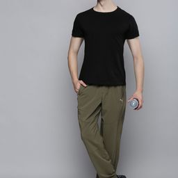 Puma Men Olive Green Solid Tapered Woven Track Pants image 5