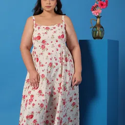 anayna Floral Print A-Line Midi Dress-image-31