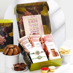 Graceful Green Kundan Rakhis Hamper-21