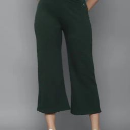 Allen Solly Green Cotton Flared Pants-image-32