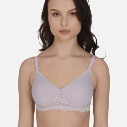 mod & shy Mauve Cotton Lace Work Seamless Bra-17